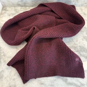 Lacoste Burgundy Ribbed Knit Scarf BNWT | Crocodile Logo Winter Scarf